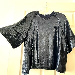 NWT ASOS NAVY SEQUIN TOP 10
